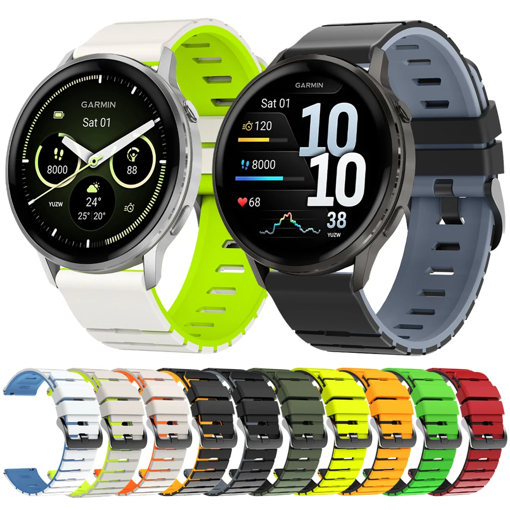 Smart Watch Band 22mm for Garmin Venu 4 45mm strap Venu 3 2/Forerunner 570 47mm 265 255 M Vivoactive 4 Sports Silicone Bracelets