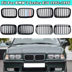 Front Kidney Grille Black Dual Slat Racing Grilles Fit For BMW 3 Series E36 1992 1993 1994 1995 1996 51138122237 51138122238