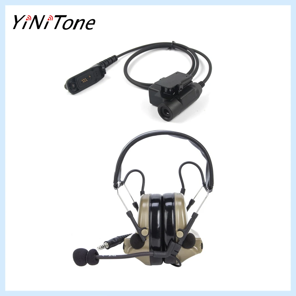 

Brown Universal Aviation Pilot Headphone Two Way Radio Headset Microphone with U94 PTT Adapter for Motorola XiR P8268 8260 APX 7