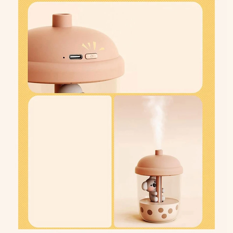 1 Pcs New Cute Koala Milk Tea Cup Humidifier High Fog Household Small Portable Desktop USB Mini Perfume