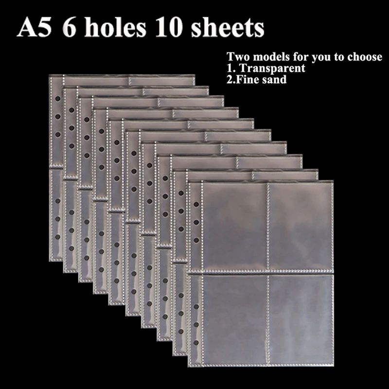 

A5 6 Hole Top Loading Single Sided Pages 1/2/4 Pocket Binder Sleeve for Photo Cards, Trading Cards Stamp Sleeves for Collectors