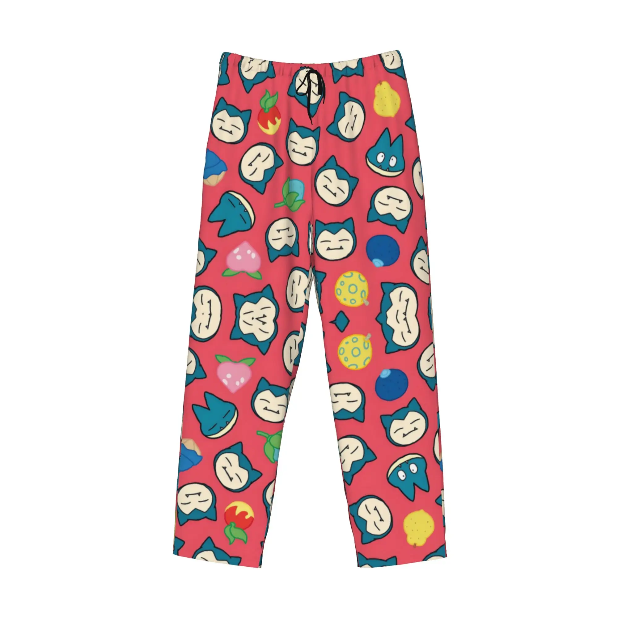 Custom S-Snorlaxed Anime Pajama Pants Sleepwear Men Elastic Waistband Monster Cartoon  Sleep Lounge Bottoms with Pockets view 3
