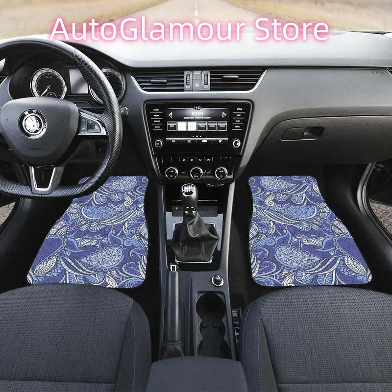Pigeon Floral Bohemian Pattern Print Front and Back Car Floor Mats Heavy Carpet Front and Rear Full Set 4PCs Pack