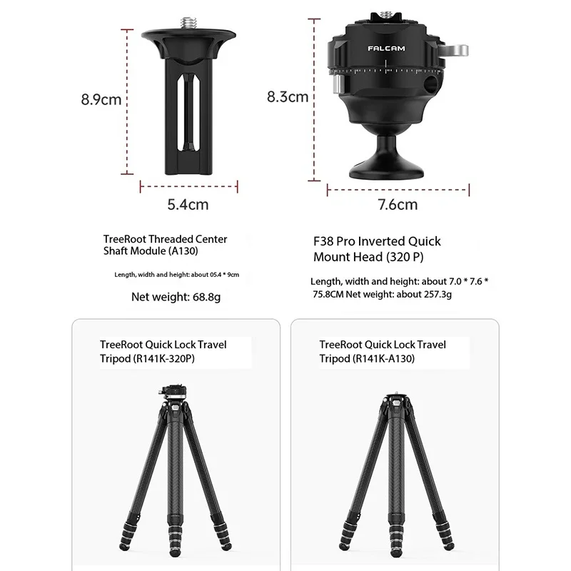 

FALCAM R141K-320P TreeRoot Quick-Lock Carbon Fiber Tripod Professional Photography Camera Panoramic Pan Tilt Tripod