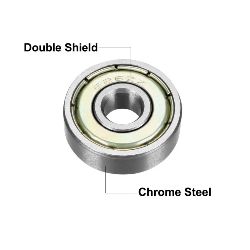 (Pack of 5) 626ZZ Deep Groove Ball Bearing Double Shield 626-2Z 80026, 6mm x 19mm x 6mm Chrome Steel Bearings (Pack of 5)