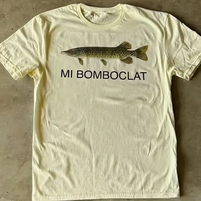 تي شيرت قطني مطبوع عليه نمط سمكة Mi Bomboclat، كاجوال بأكمام قصيرة ورقبة دائرية، ملابس رياضية خارجية للجنسين #3