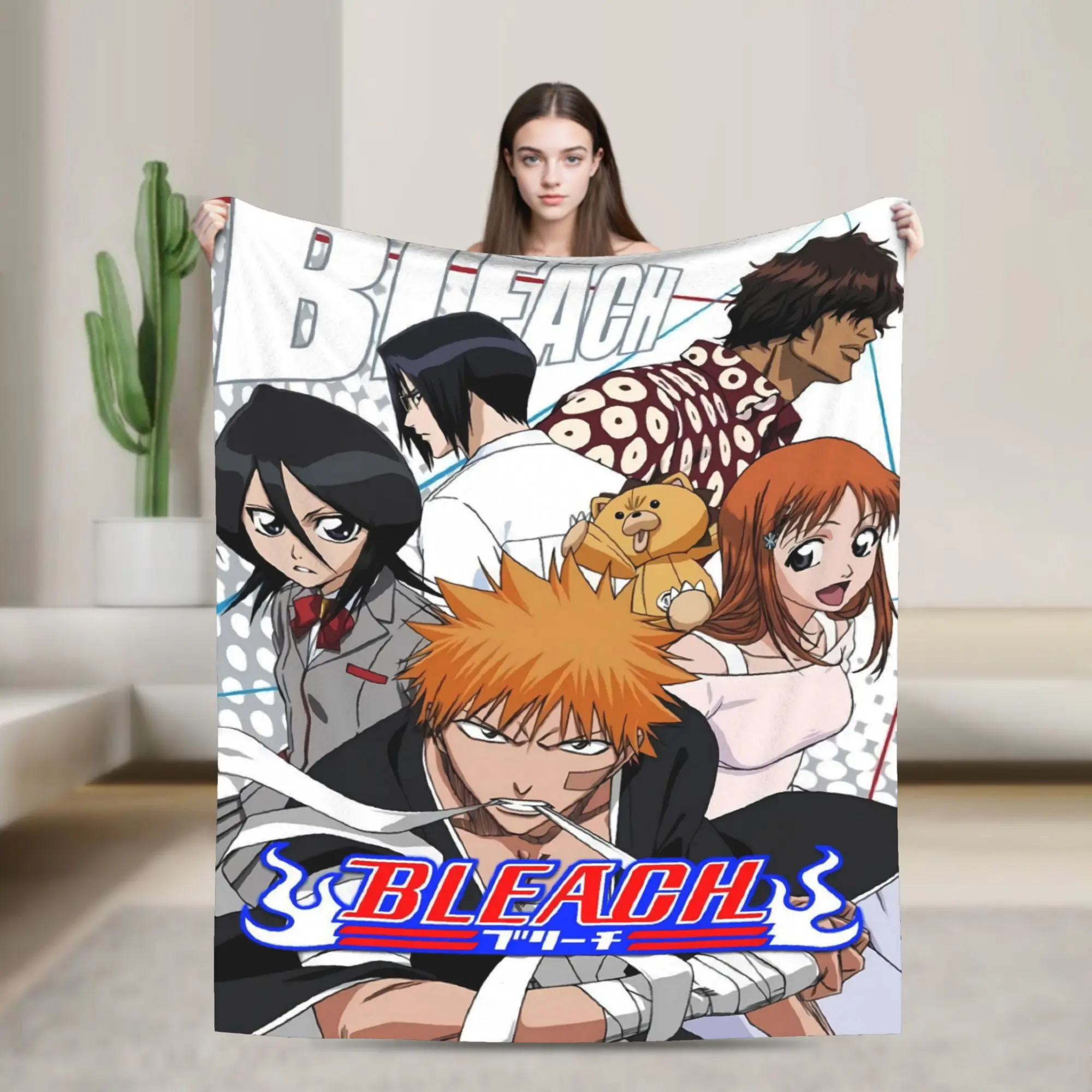 Ichigo Rukia Orihime Blanket Quality Warm Soft Bleached Bedding Throws Winter Picnic Bedroom Funny Bedspread