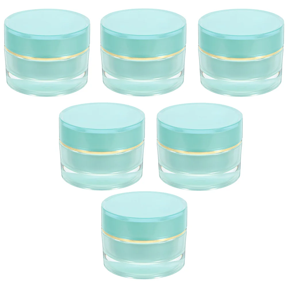 

6pcs Acrylic Cream Jar Empty Containers Travel Filling Wide Mouth Refillable Leak Proof Lightweight Portable Cosmetics Storage