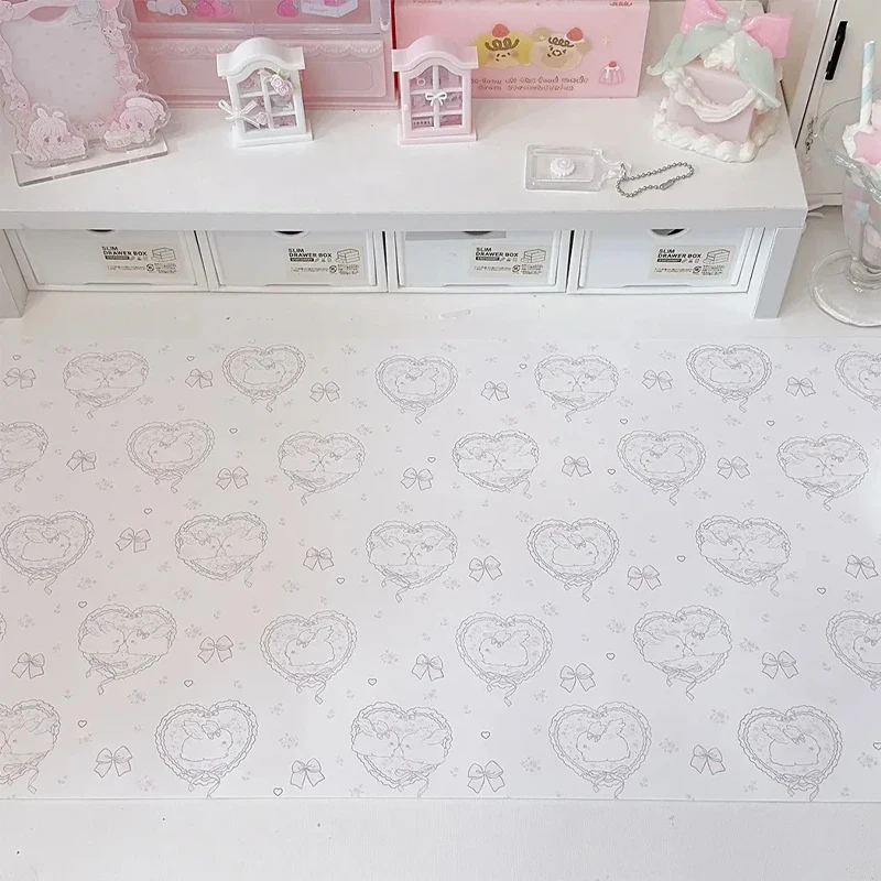 Kawaii Pink Rabbit PU Leather Desk Pad Mouse Protector Non-Slip Large Mouse Pad Home &Office Desk Mat Leather Laptop Mouse Pads