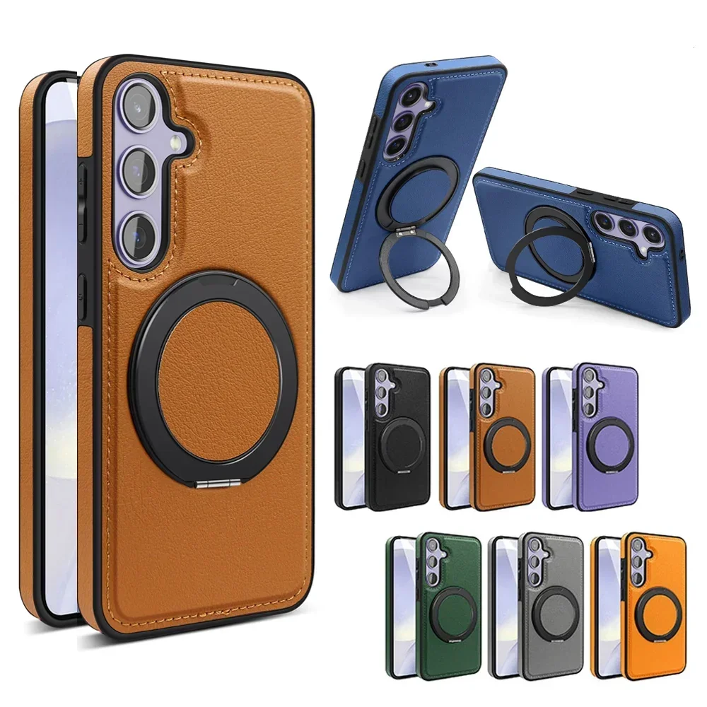 Wireless Charging Business Leather Texture Phone Case for For Samsung Galaxy S24 Ultra S23 S22 Ultra Plus Magsafe Magnetic Cover