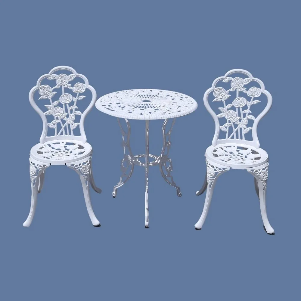 

Outdoor Furniture Bistro Set with Rose Pattern 1 Table 2 Chairs for Garden Patio Set