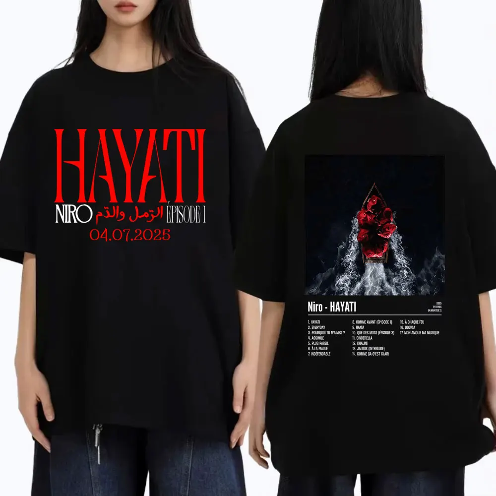 

Rapper Niro HAYATI Album Graphic T Shirt Male Fashion Oversized Short Sleeve Men Women Casual High Quality Pure Cotton T-shirts
