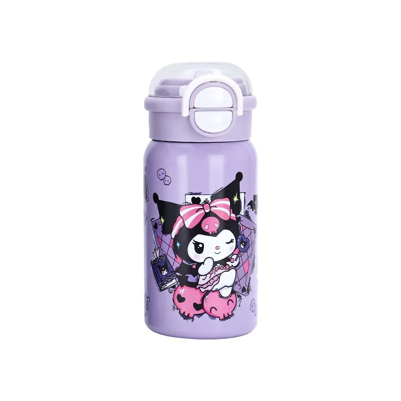 Kuromi 316 High-Value Insulated Cup with Handle, Large Capacity, Cartoon Design, Dual-Drinking, Pop-Up Lid2piece