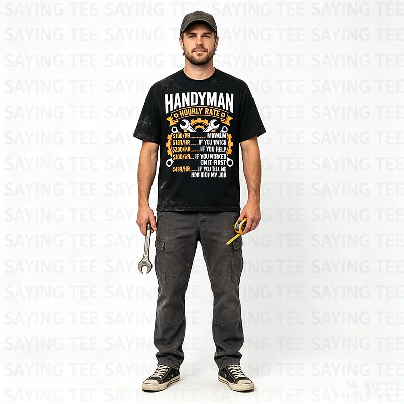 Lustiges Handwerker-Kunstwerk für Männer Jungen Papa Herr Fix-it Handwerker T-Shirt Y2k Herrenmode Wartungs- & Reparaturmann Grafik-Spruch T-Shirt Geschenk – Detail 6