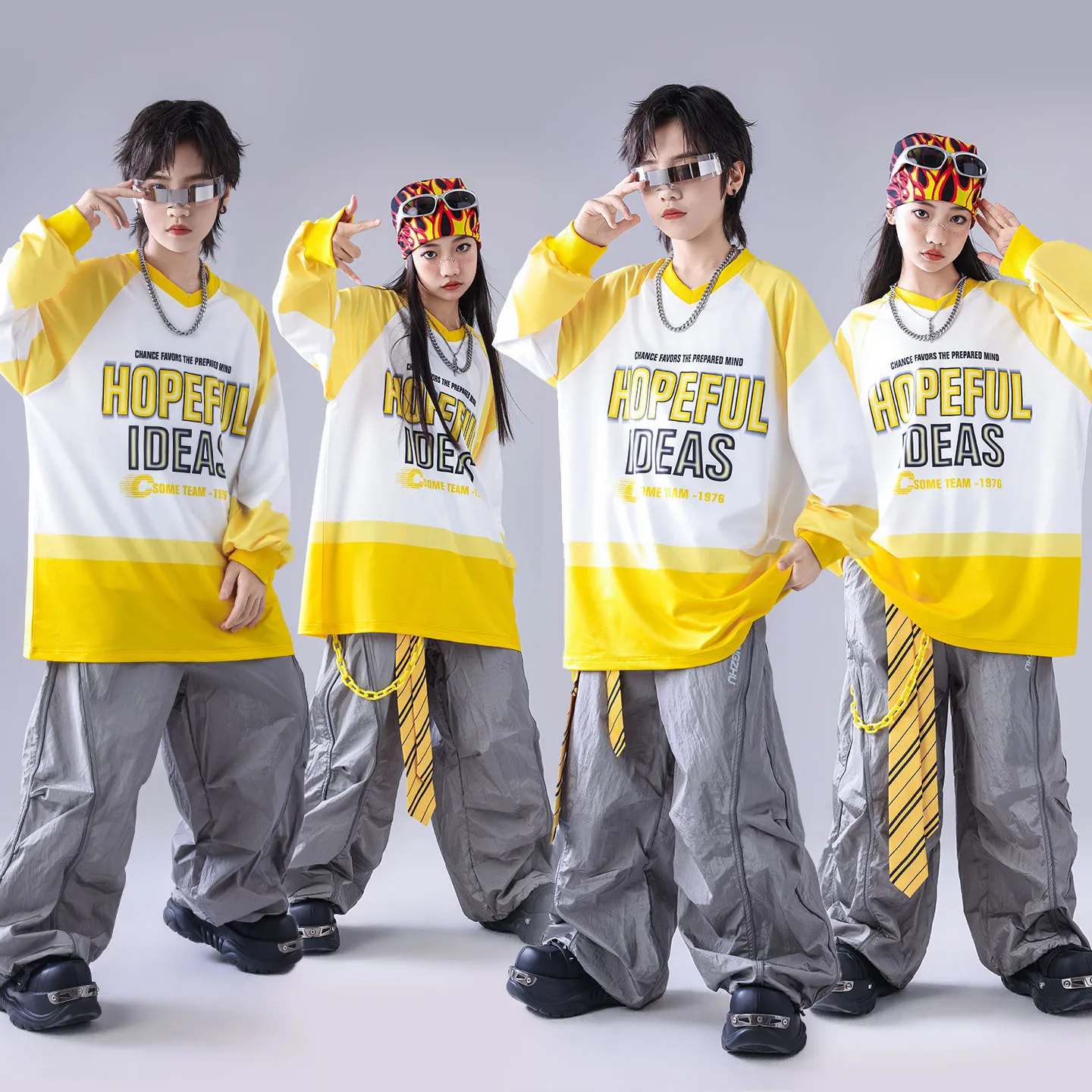 Girls Hip Hop Modern Dancing Gradient Sweatshirt Cargo Pants Kids Street Dance Clothes Sets Children Streetwear Teenage Outfits
