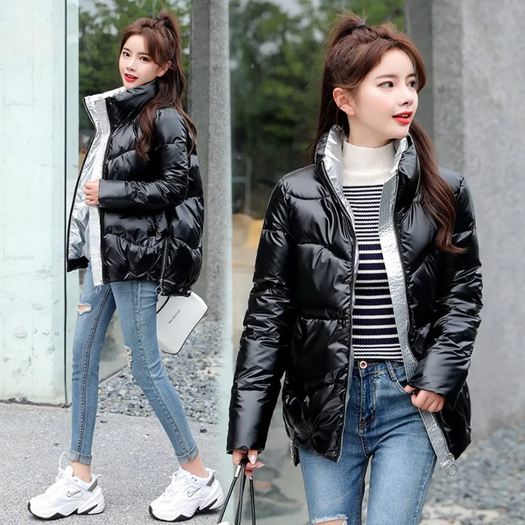 

Women's Bright Face down Cotton Coat Korean Style Bread Suit Collar Winter Clothing
