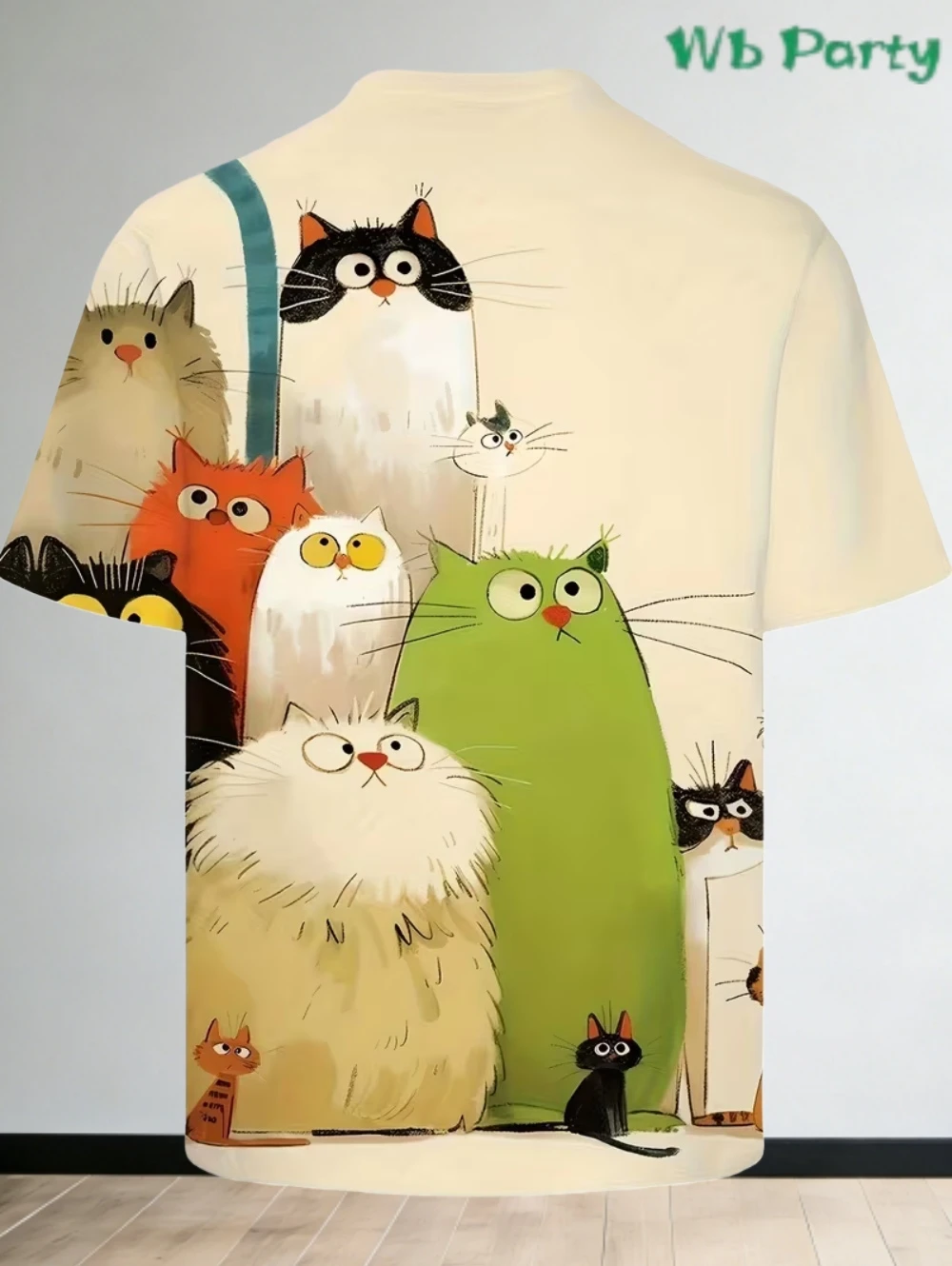 Men's Casual Cats Graphic T-Shirt Lightweight Summer Short Sleeve Round Neck Top Playful Feline Design Fun Print Tee Y2k T-Shirt