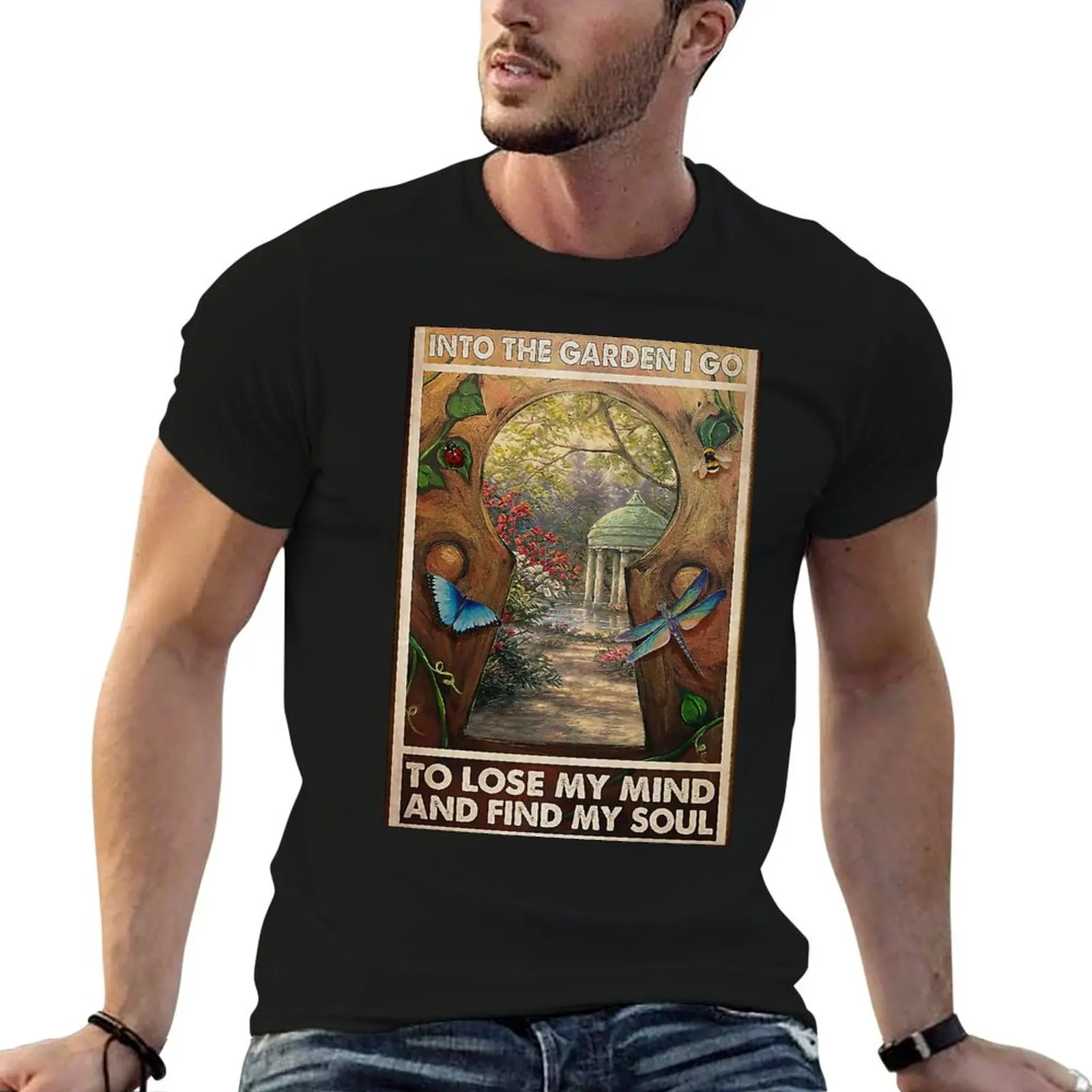 Garden Into the garden i go to lose my mind and find my soul T-Shirt Casual Pattern Print Tee Shirt