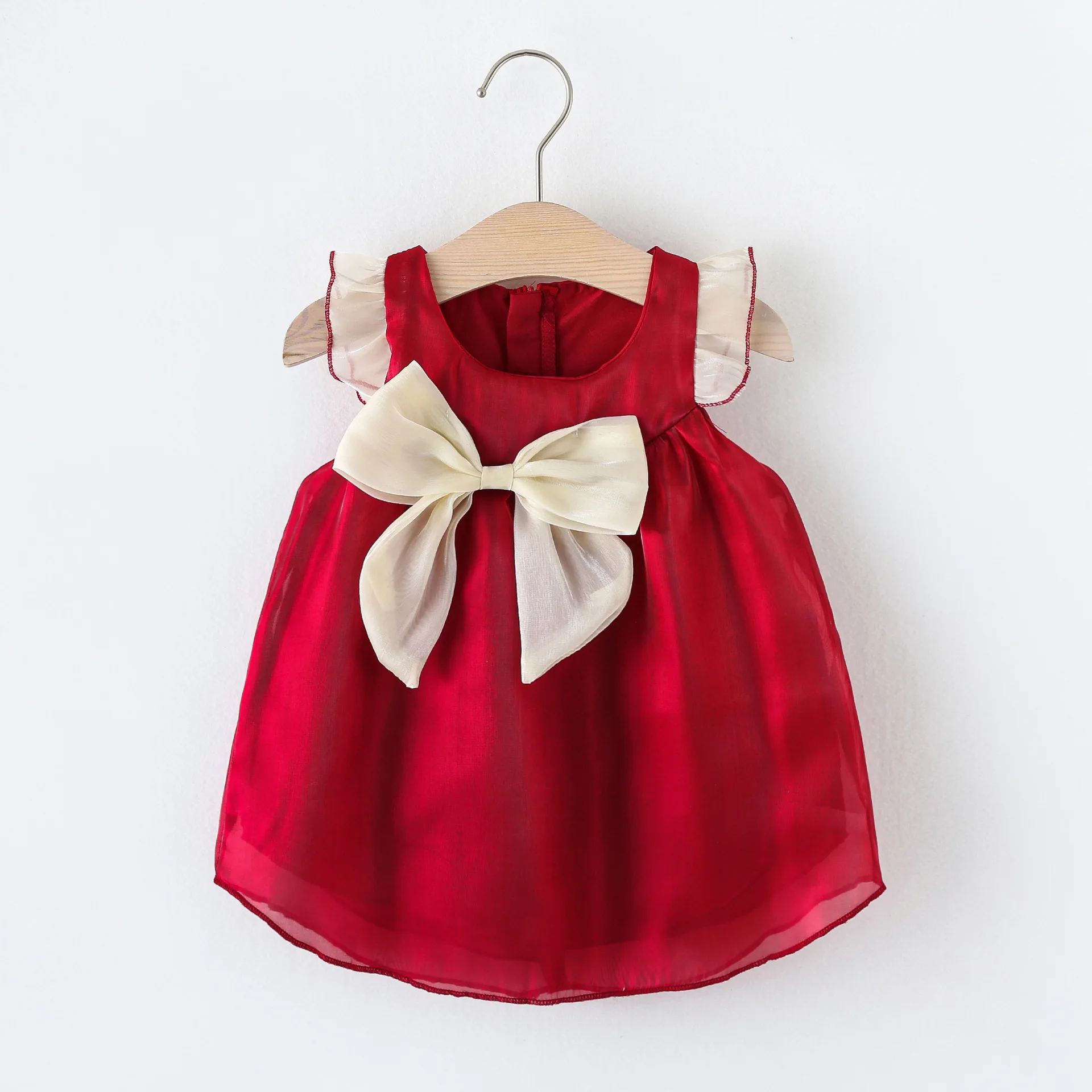 

New Clothes Girls 0-3old Summer new girl dress bow princess 73-100 children kids clothing baby lovely red white