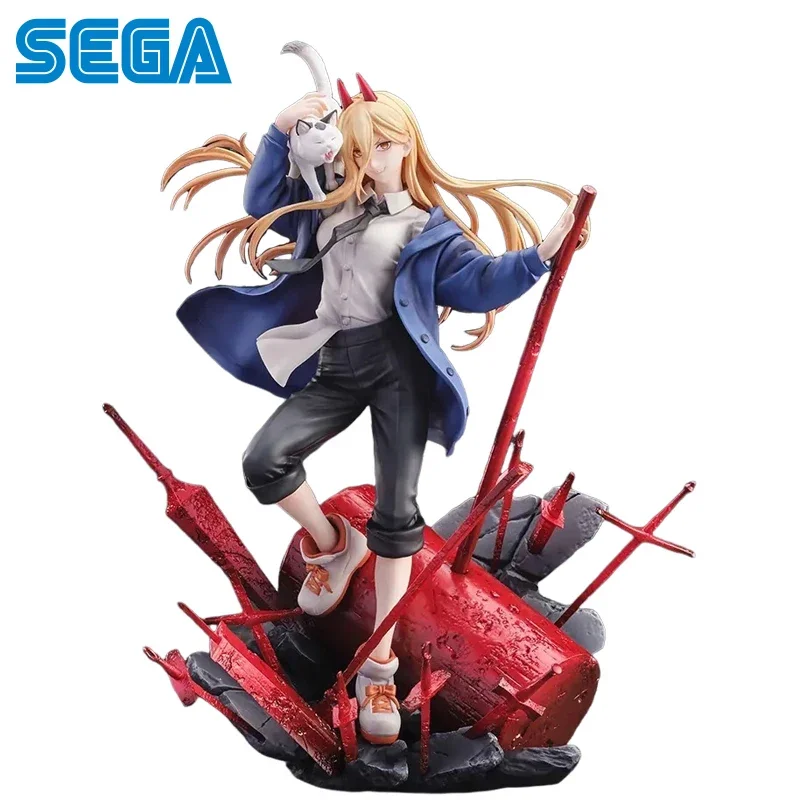 Genuine SEGA S-FIRE Power Cat Chainsaw Man Original Anime Action Figure PVC 28CM Collectible Model Statuette Toy Ornament Gift