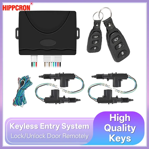 Hippcron-cerradura de Control remoto para coche, sistema de entrada sin llave, Kit de bloqueo con actuador de cerradura de 4 puertas Universal, 12V