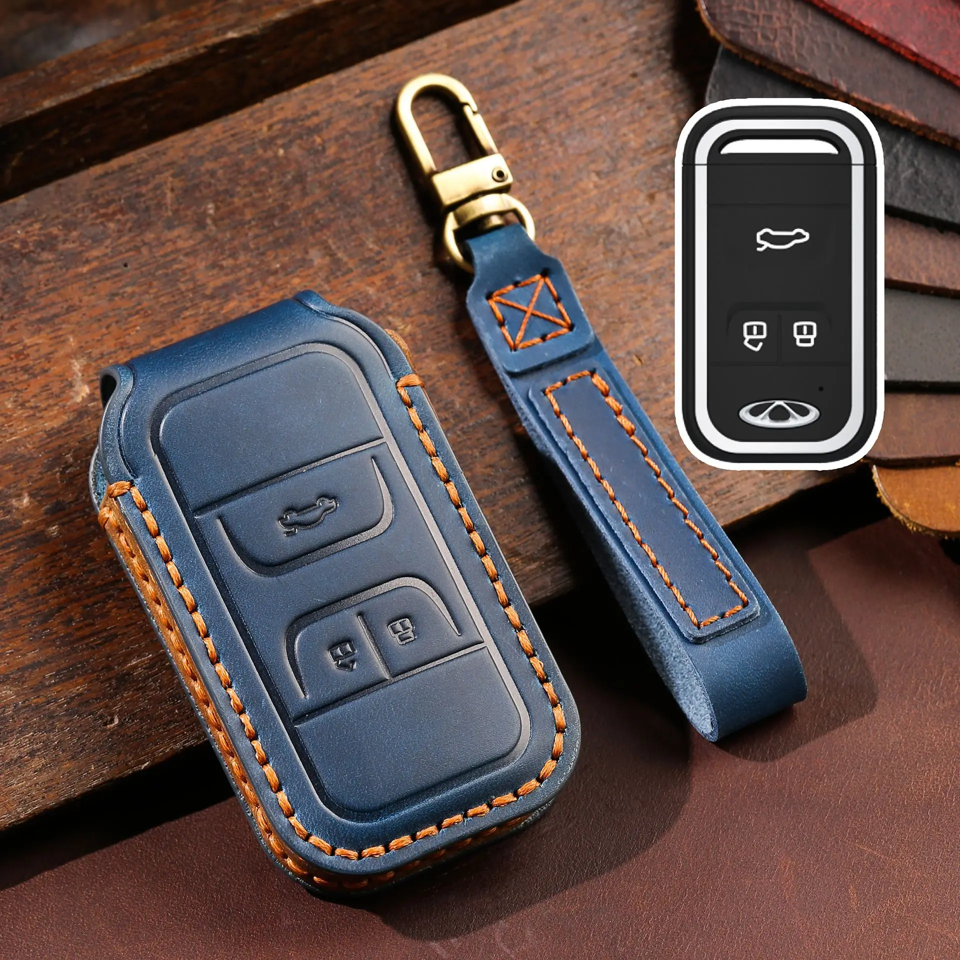 Soft Leather Car Key Case Cover Protect For Chery Tiggo 3 5X 4 8 Glx 7 2019 2020 Arrizo For Cheri Tiggo 8 Car Key Holder Shell