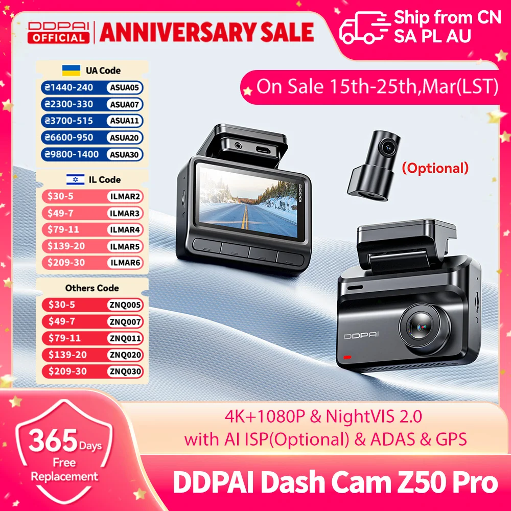 Z50 Pro 4K Dash Cam Front Recorder with Night Vision and WiFi