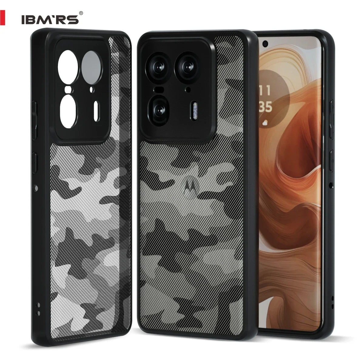 

IBMRS for Motorola Moto X50 Ultra Case,(Anti-Yellowing)Soft TPU Hard PC Backboard Shockproof Translucent Phone Case(Camo Black)