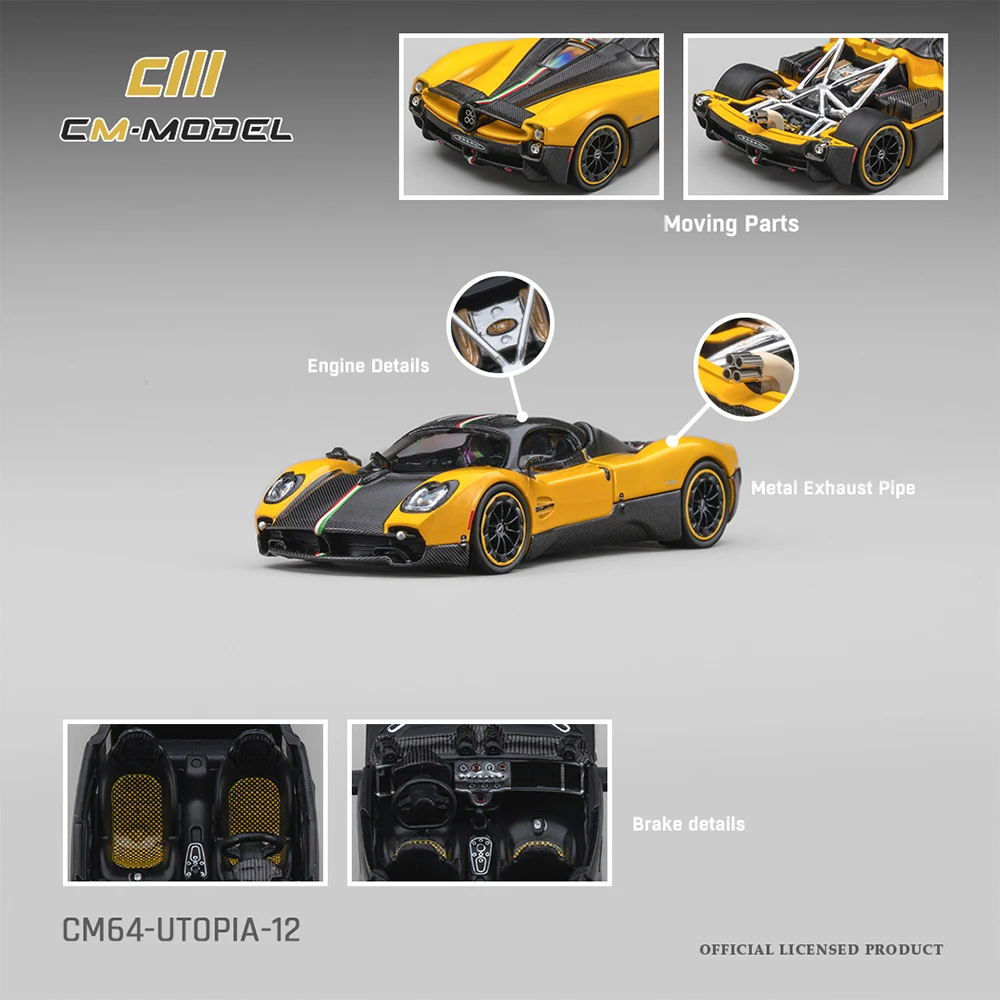 プレセール-cm-モデル-1-64-ユートピア-ジャッロ-ジネブラ-v12-イタリア製ハイパーカー-ダイキャスト合金モデル-クリアディスプレイケース付き-ミニチュアギフト