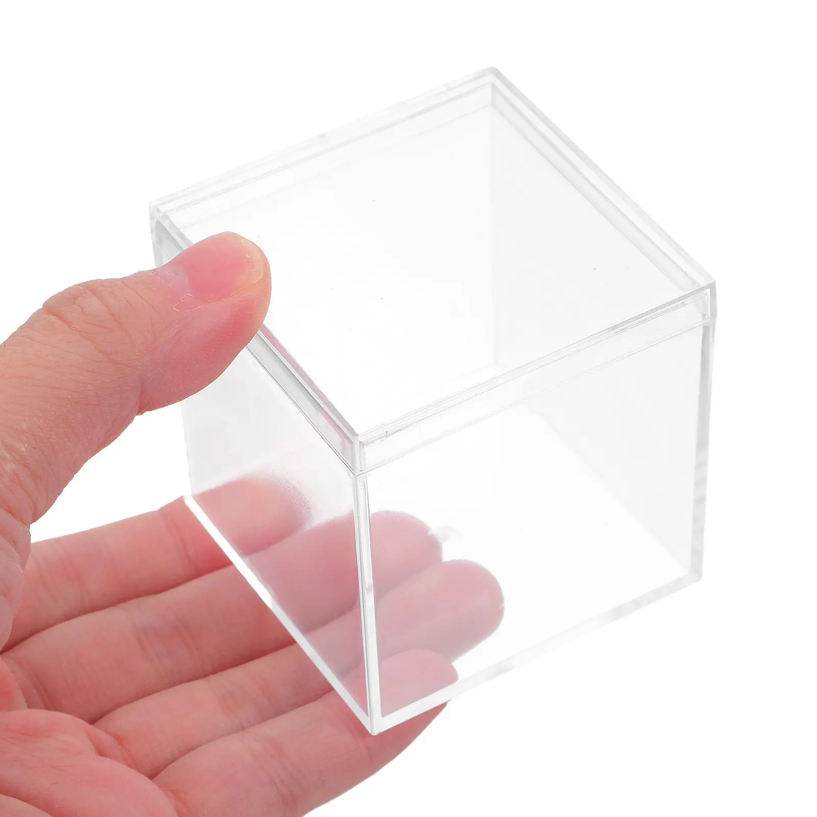 24Pcs Transparent Small Plastic Boxes Square Clear Candy Containers Mini Favor Boxes Jewelry Display for Wedding Party