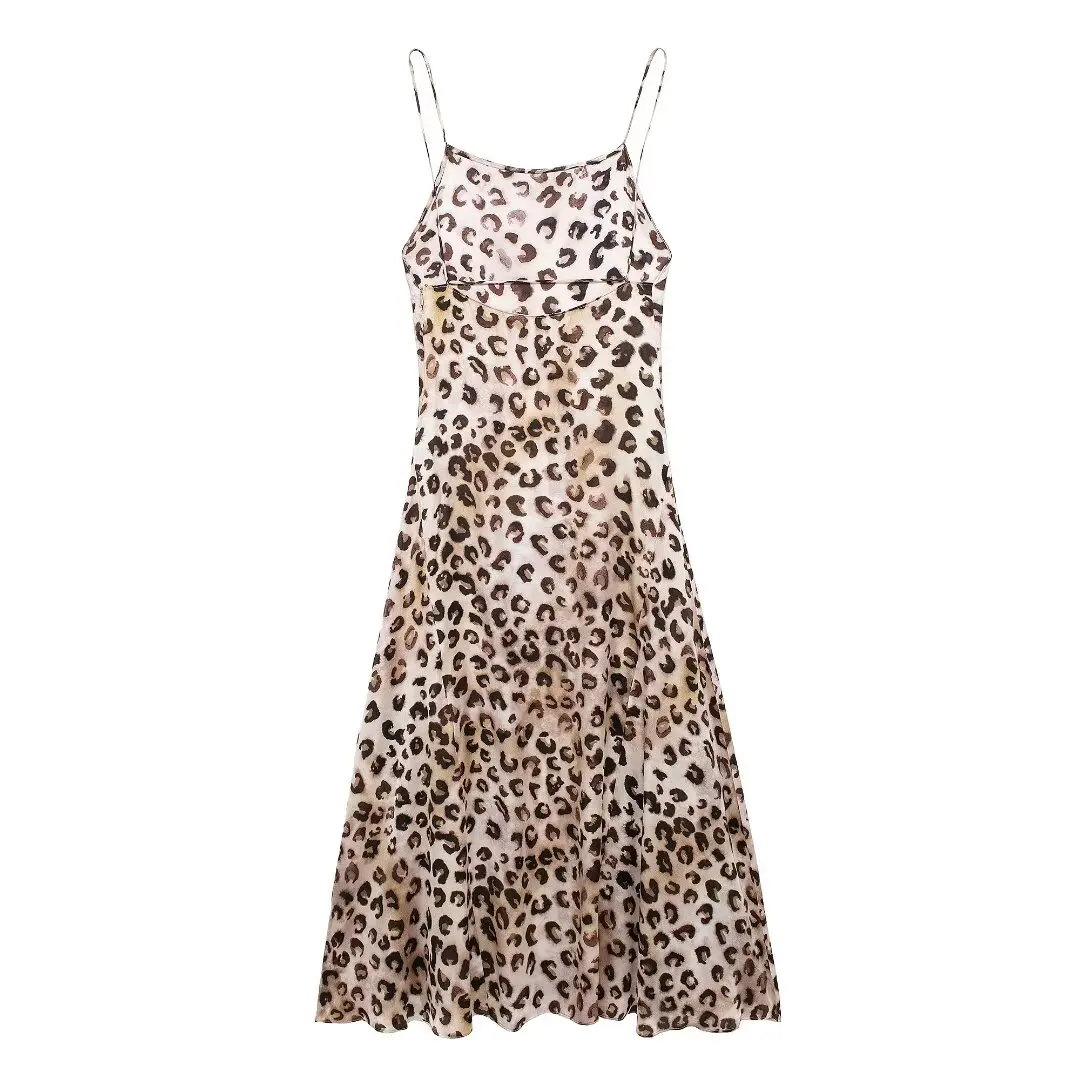 

Women's 2024 New Fashion Casual Joker Animal Print Underwear Dress Retro Sleeveless Backless Women's Dress Vestidos Mujer