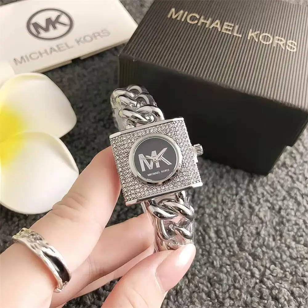 2026 Michael Kors Women's Light Luxury Watch Bag MK Classic Premium Square Quartz Exquisite Student Waterproof Watch Wallet