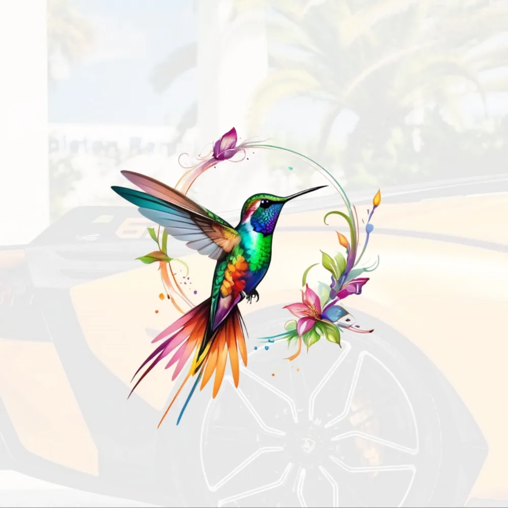 

Animal Car Stickers Beautiful Vibrant Colorful Hummingbird Vinyl Decals Cover Scratches for Auto Window Bumper Scooter Body
