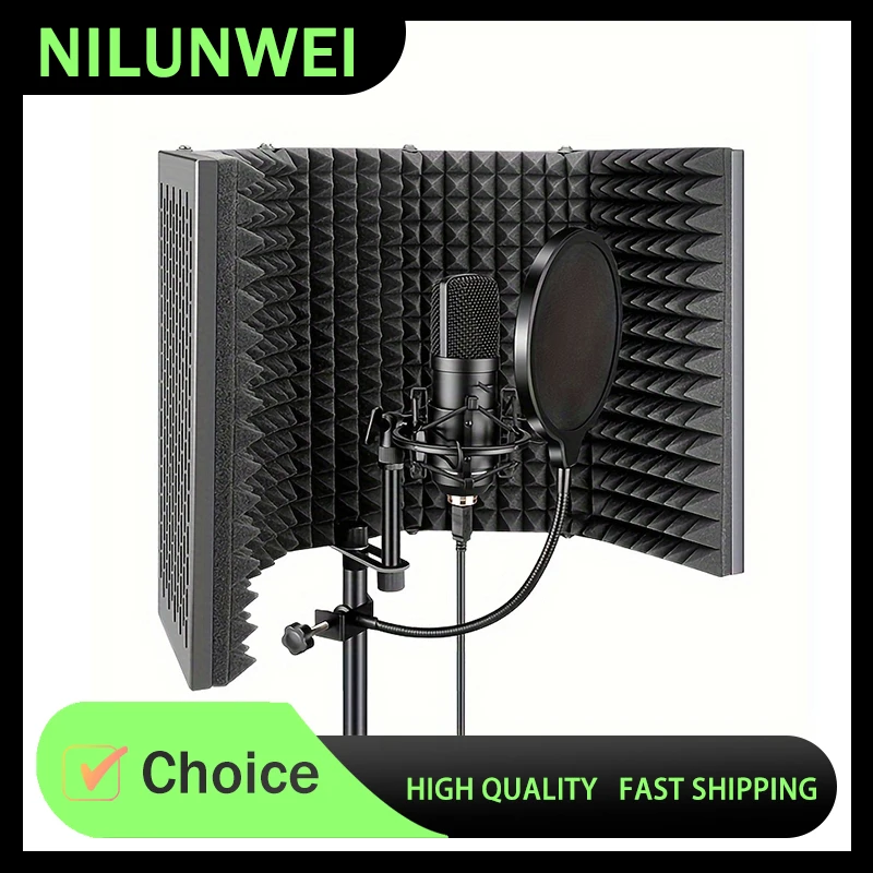 3/5, panel recording spray screen, noise-reducing and sound-absorbing microphone, high-density absorption foam for filtering voc