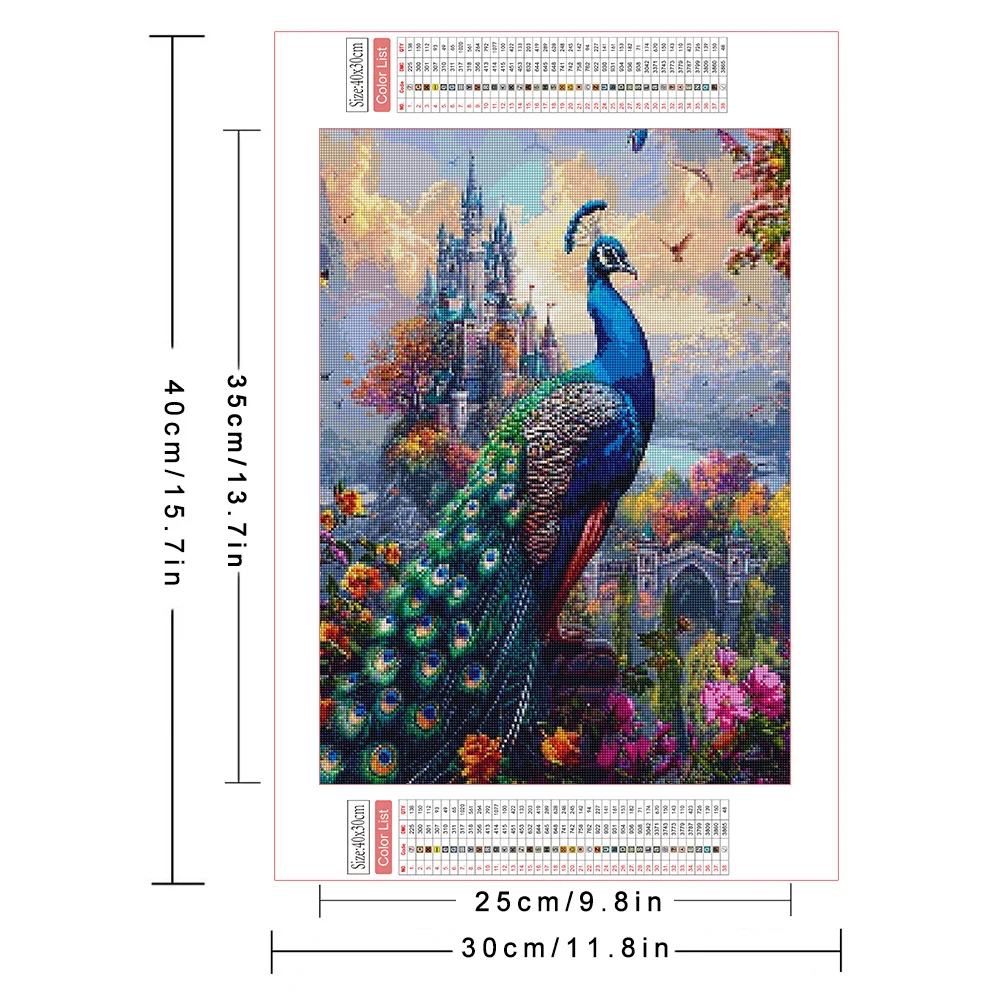 AZQSD 5d Diamond Painting Full New Peacock Animal Cross Stitch Mosaic Needlework Diamond Embroidery Castle Landscape Home Decor