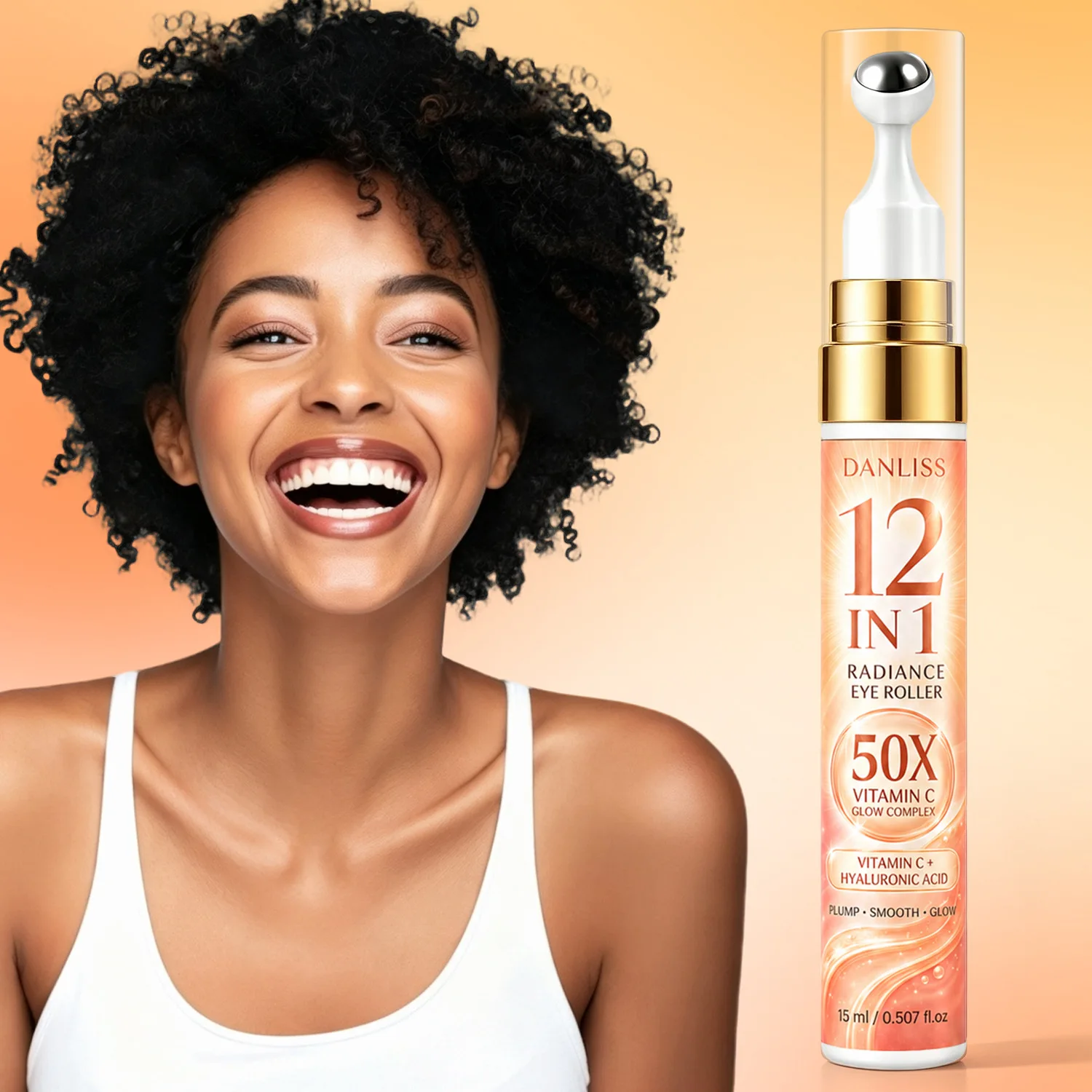 12 in 1 Radiance Eye Roller Serum with 50X Vitamin C - Anti-Aging, Brightening & Firming Eye Treatment for Smoother.