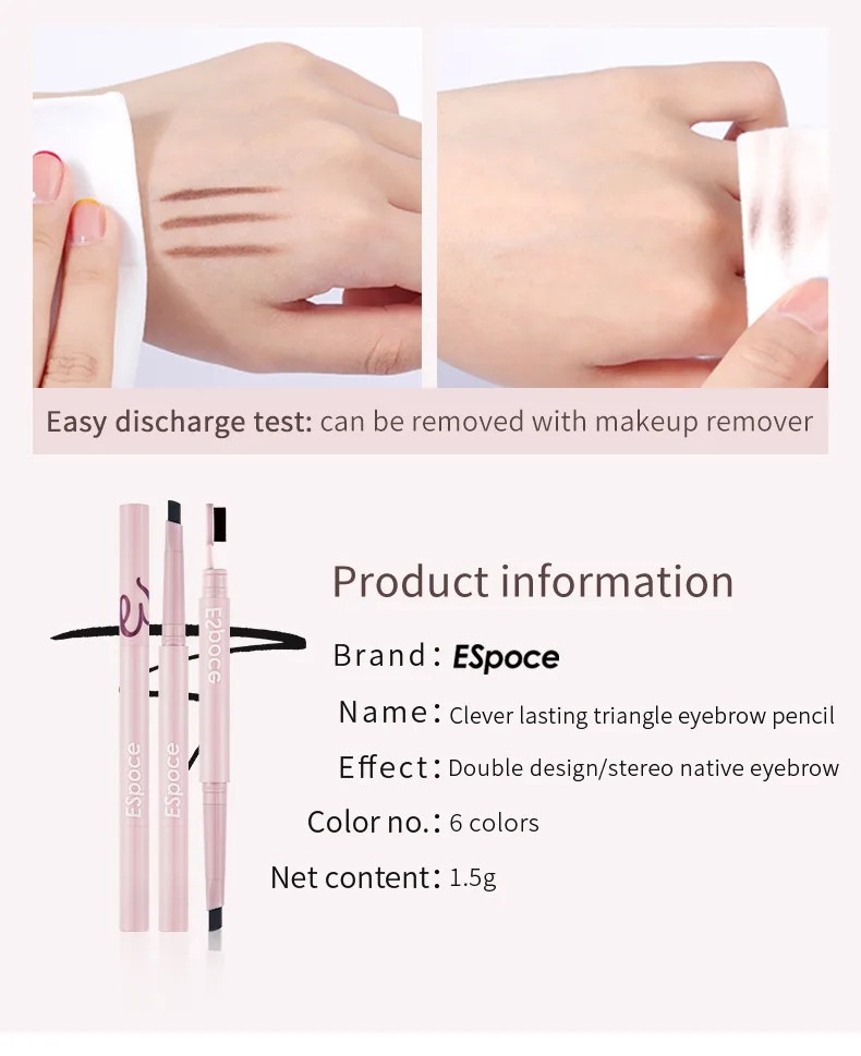 Pudaier rotation automatique double extrémité étanche longue durée crayon à sourcils maquillage café noir marron stylo à sourcils maquillage Miss femmes