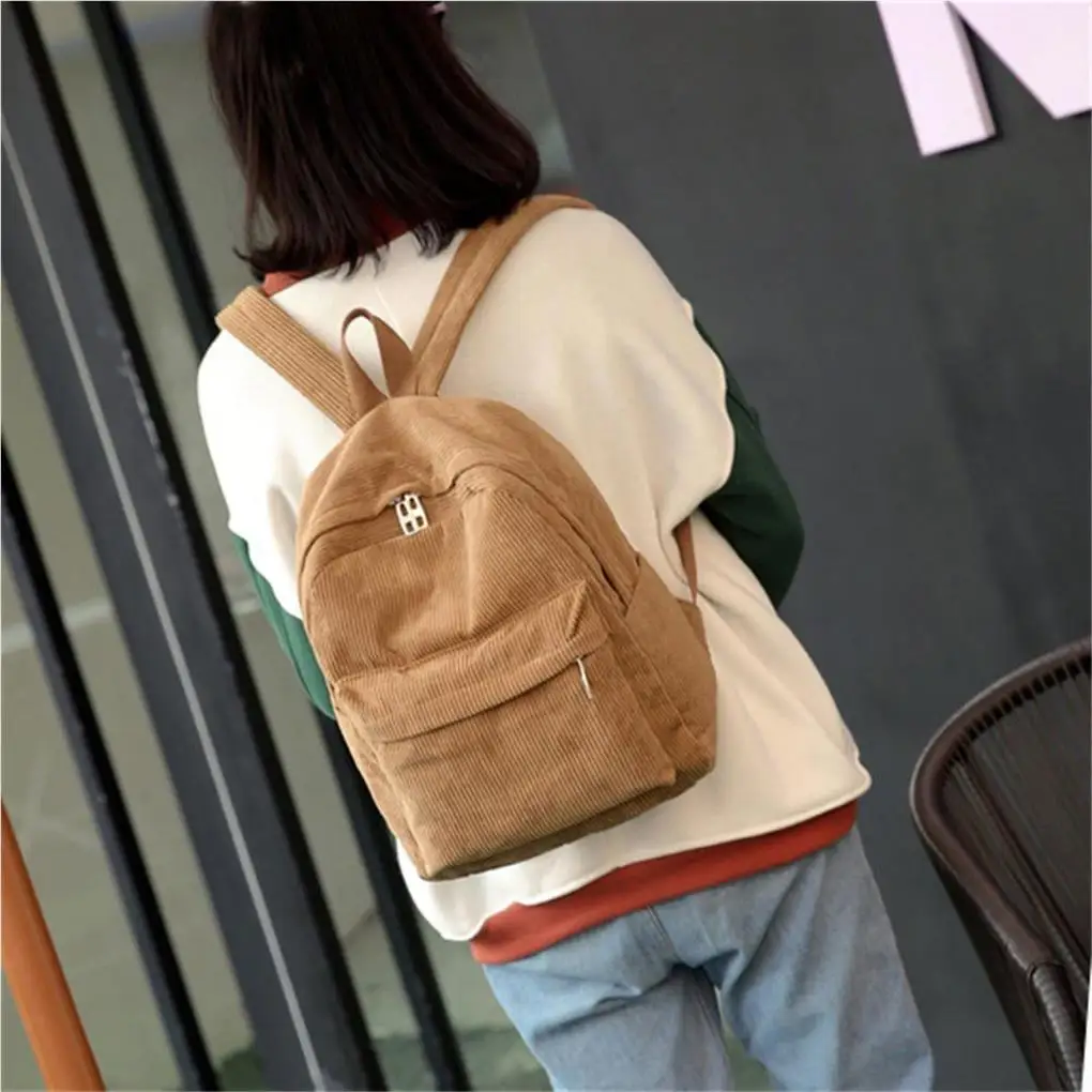 Corduroy Backpack Container Multipurpose Student Backpacks Clothing Accessory Storage Bags Holding Pouches  Blue