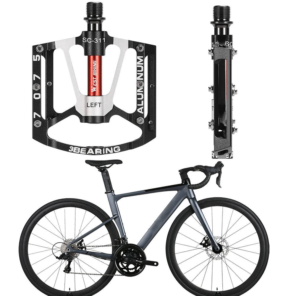 

2 шт. сверхлегкие педали с 3 подшипниками, педали из алюминиевого сплава, широкие педали на платформе, велосипедные плоские педали, дорожные детали для велоспорта MTB