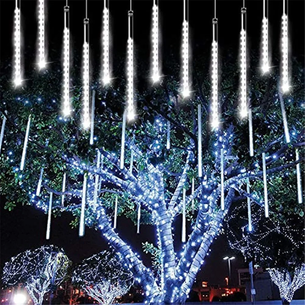 32/24/16/8 Tube 30/50CM LED Meteor Shower Rain Lights Falling Raindrop String Light for Christmas Tree Halloween Decor