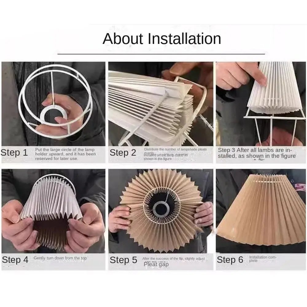 

DIY Nordic Fabric Table Lamp Lampshade Modern Minimalist Floor Lamp Cover Washable Pleated Pendant Lampshade Bedroom Hotel