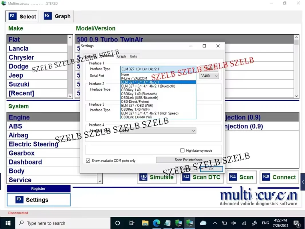 Multiecuscan V5.2 Registered for Fiat/Chrysler/Dodge/Jeep/Suzuki Scanner Software Work with ELM327 / OBD II Diagnostic Tool