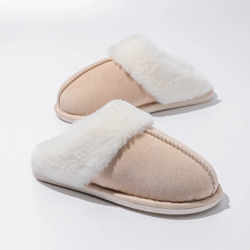 

Solid Color Plush Home Slippers Women's Autumn And Winter Cold-proof Warm Fashionable Soft And Comfortable Non-slip Home Shoes