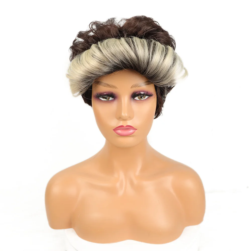 Wig Fashion Berbagai Gaya Pendek dan Panjang Sintetis Wig Rambut Pirang Merah Muda dan Hitam Cocok untuk Pakaian Sehari-hari Cosplay Halloween