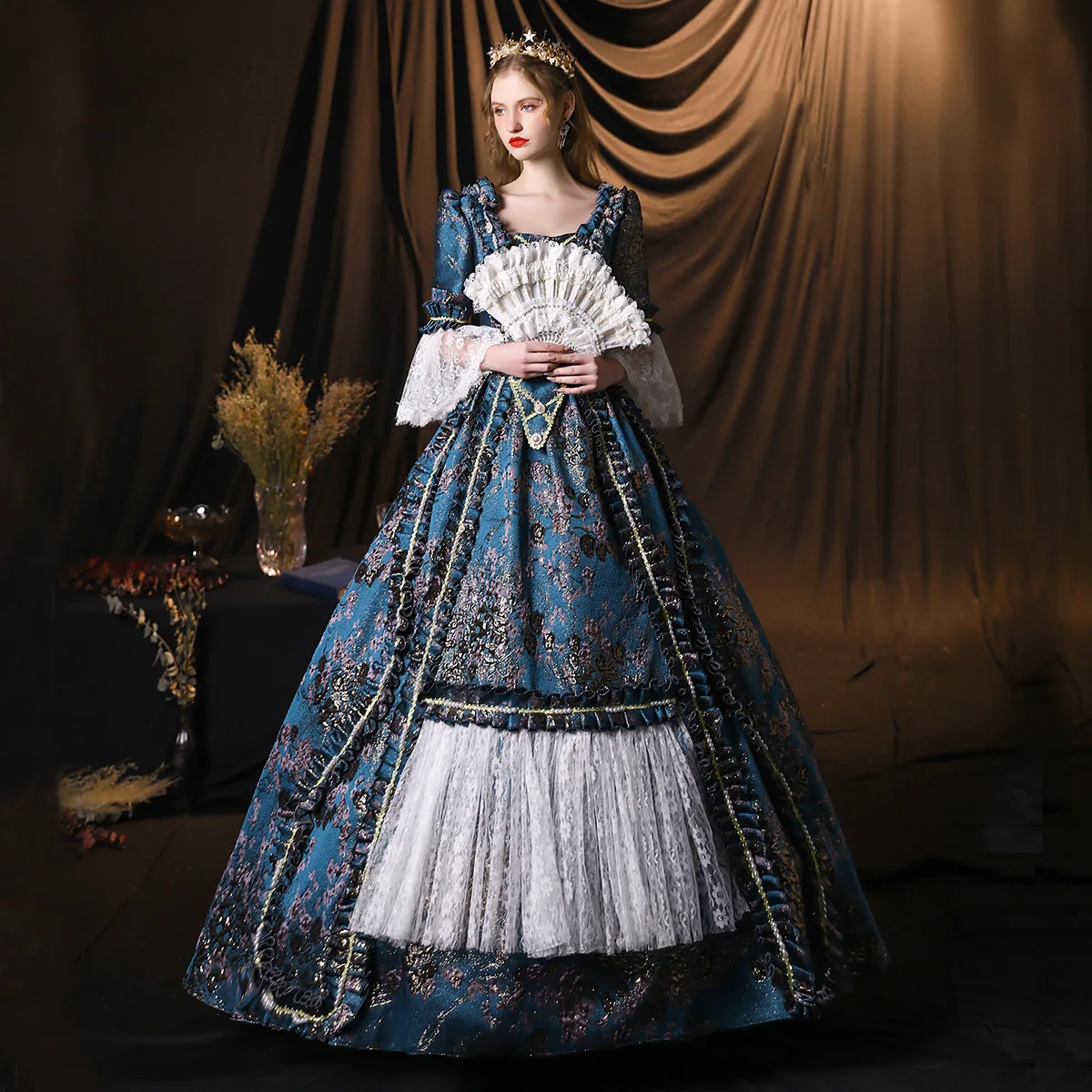 

2025Color European Court Princess Costume Drama Stage Photo Performance Costume British Queen Annual Meeting Retro Women's Dress