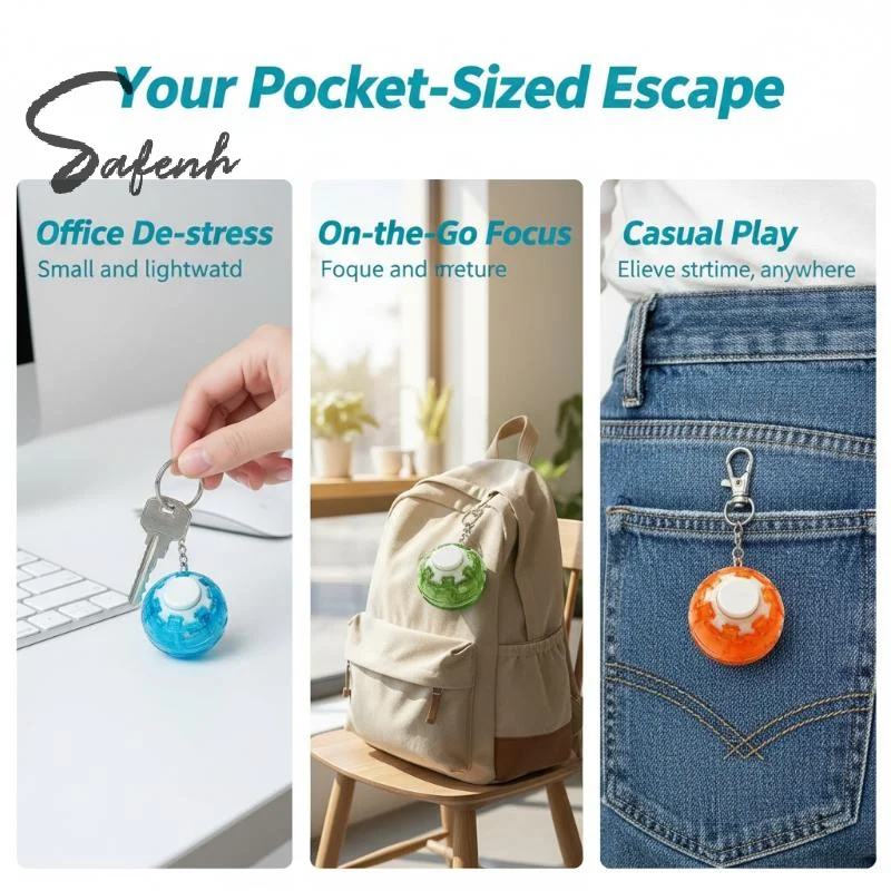 1Pcs 3D Press & Spin Fidget Ball Keychain Colorful Sensory Puzzle Stress Relief Toy For Kids Adults Anxiety Relief