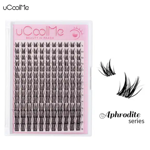 uCoolMe Lashes Aphrodite Eyelash Widespan 보이지 않는 밴드 개별 클러스터 홈 DIY 가짜 속눈썹 확장 메이크업 여성용