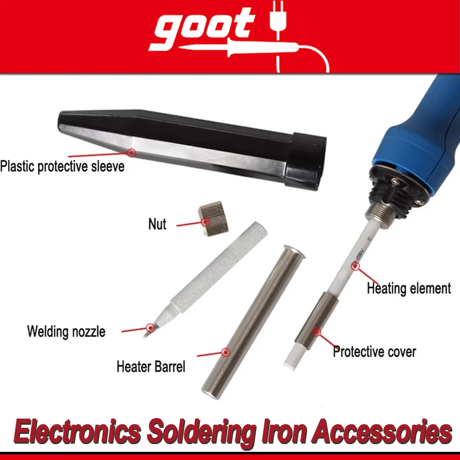 GOOT TQ-95/ 77 Electronics Soldering Iron Accessories Heater Barrel,Tip,Nut Original Replacement Part of Goot