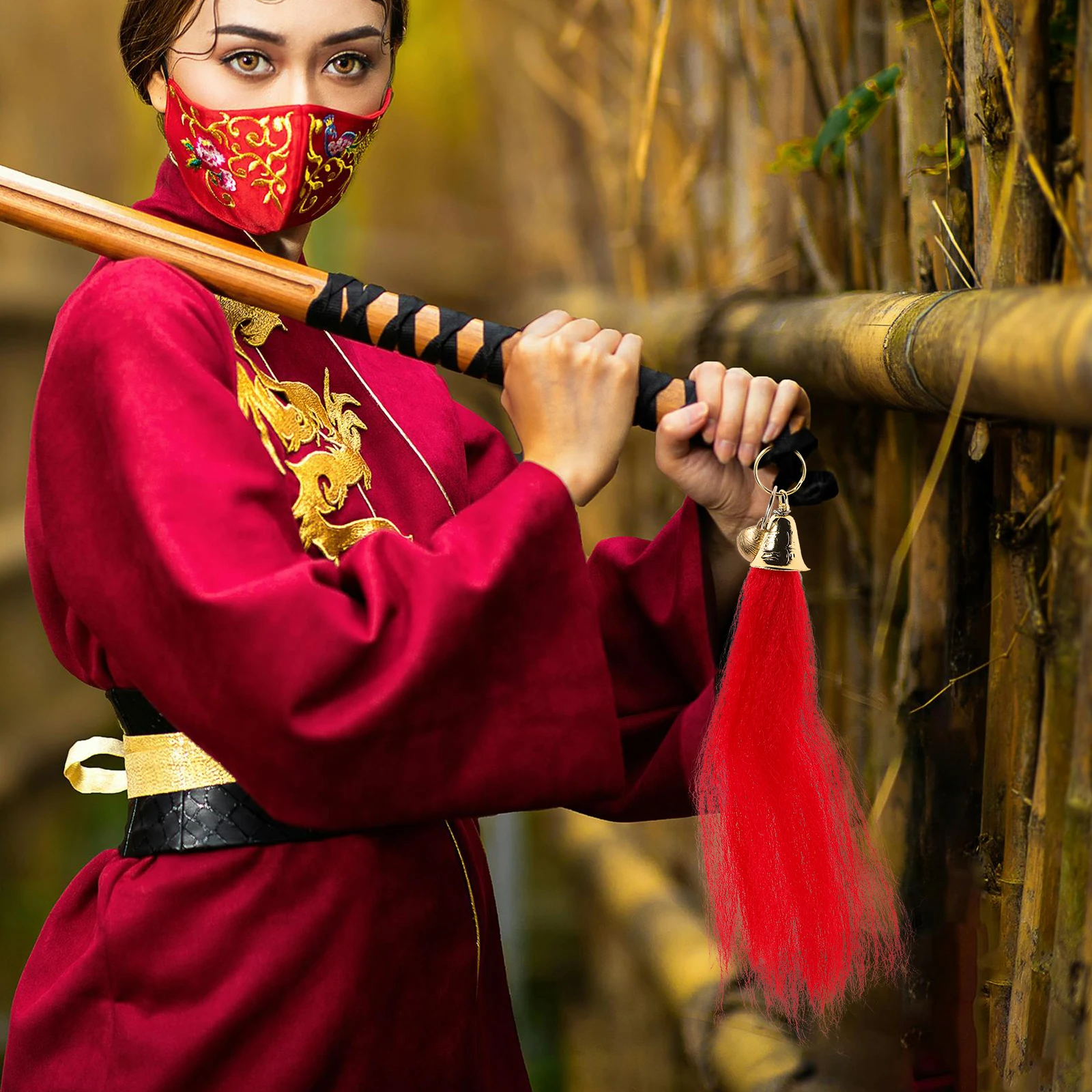 

Martial Art Sword Tassel Ornament Bell Fiber Decor Chinese Style Performance Accessory Light Sword Tassel Pendant For Stage Show