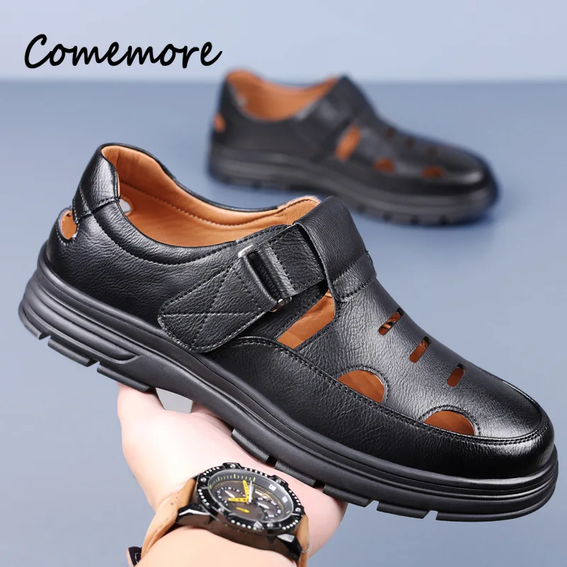 Comemore New Summer Roma Men's Shoes Office Business Casual Beach Vacation Sandals Soft Sole Non-slip Male Footwears Sandalias